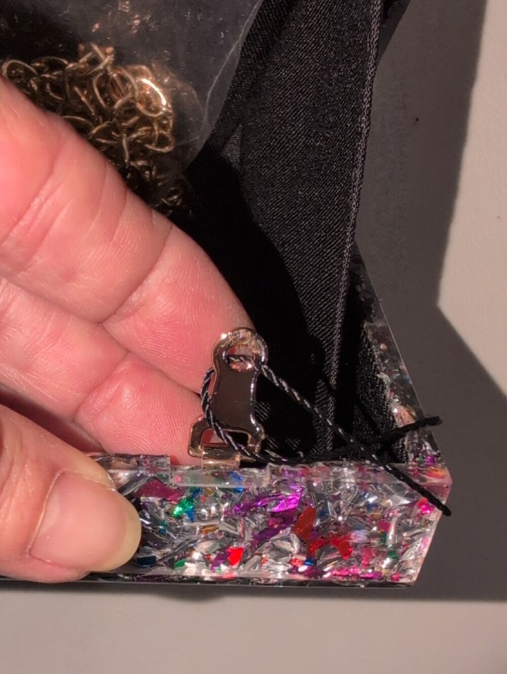City Glitter Evil Eye Clutch - Silver Multicolor With Crossbody Strap - Picture 14 of 16
